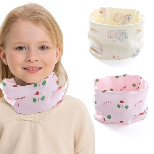 KEWUF 2 Piezas Braga cuello niño Bufanda Bebé Niños Niñas Pañuelo Cuello Bufanda de Algodón Infantil Calentador de Cuello Otoño Invierno Multipropósito a Prueba de Viento Cálido, Estilo 2