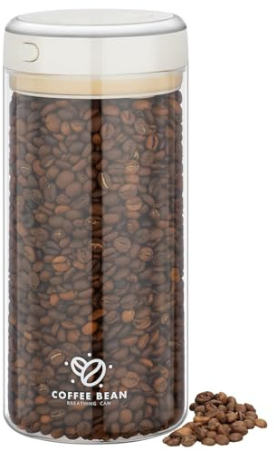 Xygobla Coffee Bean Storage Container with One-way Valve | Glass Jar Airtight Lid Date Tracker | Clear Borosilicate Glass Coffee Canister, Kitchen Storage Container Keeps Beans,Tea,Nuts Fresh(1700ML)