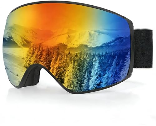 faliring Skidglasögon, snowboardglasögon för glasögonbärare män kvinnor vuxna ungdomar UV-skydd anti-dimma skidglasögon sfäriskt speglade