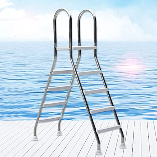 Pool stege ovanför marken, 132 cm trappsteg i rostfritt stål med ledstänger, 4-stegsdesign, max belastning 226 kg, dubbelsidiga halkfria steg