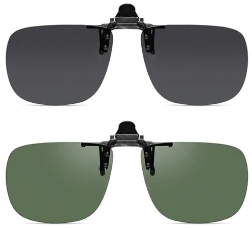 2 Pièces Clip Solaire Pour Lunettes De Vue Homme Femme, Lunette Eclipse Solaire Polarisées, Surlunettes De Soleil Relevable Ultra Léger, Clips Solaire Anti-Reflets Pour Conduite Et Pêche