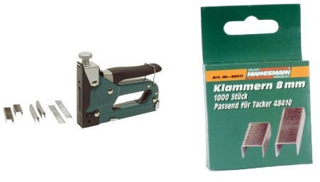 Mannesmann - M48410 - Grapadora industrial con maletín de plástico + Brueder Werkzeuge M48411 - Clavador