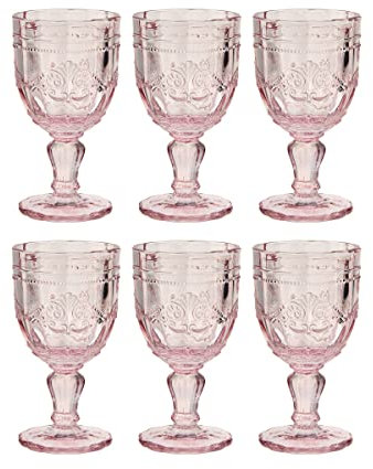 BUTLERS Weingläser 6er Set 230ml Vintage Kelchgläser -VICTORIAN- Wassergläser mit Fuß | Retro Gläser mit Prägung & spülmaschinenfest | für Rotwein, Wasser, Cocktails