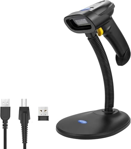NETUM NT-1228BL Scanner de Codes-Barres Bluetooth avec Support (Noir – Scanner de Codes-Barres 2D QR)