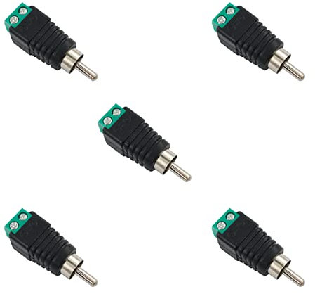 BRIEFCEC Phono RCA Spina Maschio di AV Terminale a Vite Connettore, 2 PIN Terminale a Cinch Femmina Attacco a Vite, 2 Poli (Senza-Saldatura, 5 Pezzi, Verde)