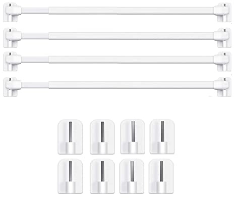 BANJILI-4 Pièce Barres de Vitrage Extensible Tringle Rideau Sans Percage Réglable Tringle a Rideau pour Fenetre Pvc pour de Tringle à Rideau Adhésive (4PCS-40-70CM)