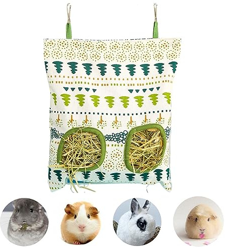 Bolsas de Heno Alimentador de Conejo,Bolsa de Heno de Conejo,Bolsa de Alimentación de Animales Pequeños,Bolsa de Heno para Mascotas para Conejo/Conejillo de Indias/Chinchilla (Blanco, M)