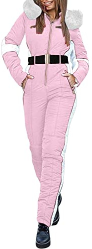 Tuta da sci da donna, tuta sci per attività all'aperto, antivento, impermeabile, traspirante, invernale, calda, con cappuccio, snowboard, sci, sport all'aria aperta, giacca snowboard, rosa, S