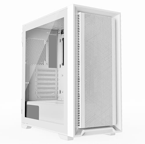 iONZ KZ22 V2 PC Gaming Case - Mid Tower ATX Hinged Tempered Glass - High Airflow - Front I/O USB Type-C | White