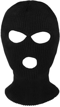 Skimaske,Ski Mask,Motorrad Maske Herren,Skimaske Herren,Sturm Maske,Sturmhaube Winter,Winter Sturmhaube Damen,Mulor Sturmhaube,Winddichte Thermal Kapuze,Multifunktions-Skimaske,3-Loch Schwarz 1 Stück