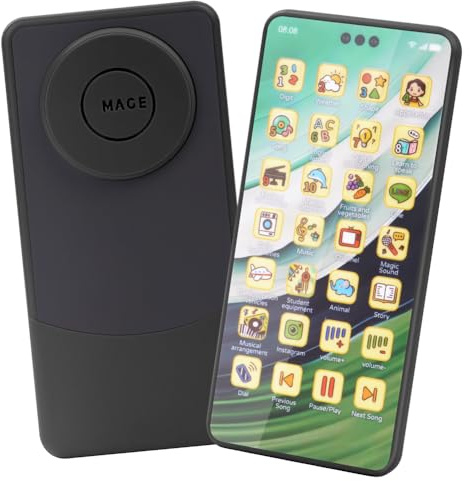 Aolso Téléphone Portable Jouet pour Enfants, Telephone Bebe Jouet, Téléphone Enfant Jouet, Le Smartphone Éducatif, Machine d'apprentissage de L'anglais Téléphone Portable à écran(Noir B)