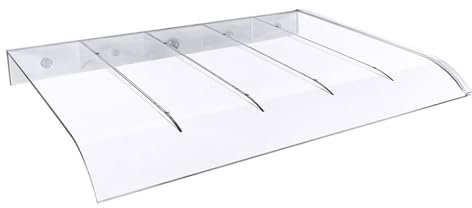 Rovss Auvent Marquise de Porte d'entrée 40/50/80/100/120/150cm Transparent Toit Abri pour Extérieure Jardin Balcon Climatisation Auvent de Porte en Polycarbonate(Blanc,35x40cm)