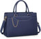 RAINSMORE Shopper Damen Groß Laptop Handtasche Damen 15.6 Zol PU Leder Arbeitstasche Lehrertasche Wasserdicht Laptoptasche mit Geldbörse für Business Büro Schule Blau