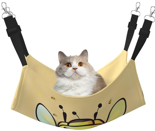 WBQLSL Yellow bee Medium Pattern pet Hammock - Sleeping Hammock for Cats, Ferrets, Puppies, Rabbits, Small Animals