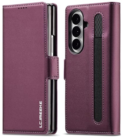 ZHOZEXIN Case for Samsung Galaxy Z Fold 7,Magnetic Closure，wallet case，Pu Leather，with Pen Slot, Cash slot. (Purple)