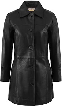 Leather Artist Women’s Lambskin Leather Car Coat – Classic 3/4 Length Style Overcoat (LA-Car.C.Wo.-Blk-L)
