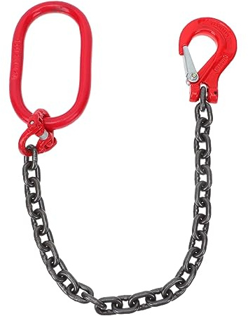 Mikinona Imbracatura a Catena Per Sollevamento Con Gancio Di Sicurezza, Imbracature a Catena Resistenti a Una Gamba Da 1,25 m in Acciaio Al Manganese Per Movimentazione Carichi Pesanti e Cantieri