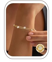 Finrezio Bracelet Plaqué Argent Réglable Bracelet Femme Plaqué Or/Or Rose Imperméable Bracelets Argent Bijoux Cadeau Anniversaire Femme Noël Fête des Mères Mariages Cadeau