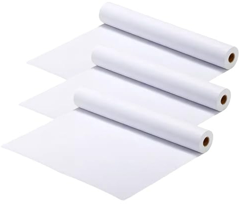 3 Rolls Drawing Paper Roll – White Arts Paper Roll 44cm x 3m for Easel, Arts Craft, Painting, Sketching, Bulletin Board, Wall Art, Gift Wrapping, Poster Making and Creative Projects