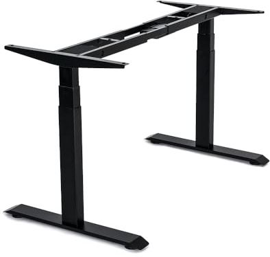 VWINDESK VJ201-S3 Electric Height Adjustable Sitting Standing Desk Frame Only/Sit Stand - Dual Motors 3 Segment Motorized Desk Base Only,Black