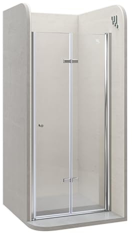Moments of Glass Mampara de ducha puerta plegable rango de ajuste de 88-91,5 cm altura: 195 cm de vidrio transparente templado de seguridad de 6mm perfiles de aluminio chrome – DK822