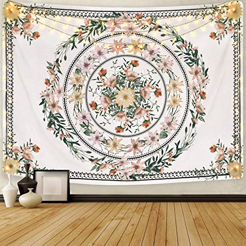 YISUMEI Mandala Tapisserie für Schlafzimmer, ästhetischer Boho-Blumen-Wandteppich, Wandbehang für Raumdekoration (L/150 x 200 cm)