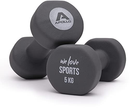 Apollo Hantel Set Kurzhantel | 2 Hanteln | 2x5kg Hantelset | Gewichte für Krafttraining | Kurzhanteln 2er Set | Fitness Hanteln für Frauen & Männer | Dumbbells | Hanteln 5kg | Hantel Gewichte