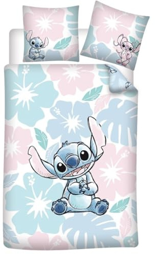 Stitch Flowers Funda Nórdica Cama 90 140x200 + Funda Almohada 65x65 Botones