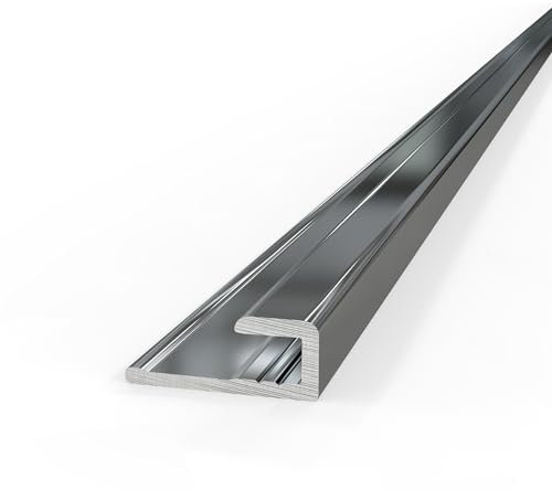 AUPROTEC Aluminium Profile End Profile High-Gloss Polished 200 cm End Profile Aluminium Back Panel Connection Profile for 3 mm Shower Back Walls Wall Cladding Profile Strips for Kitchen Back Wall