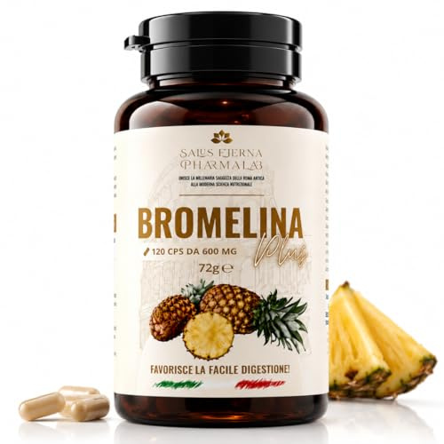 Salus Eterna Bromelina Ultra Forte 600mg 120 Capsule Made in Italy - Integratore Donna | Anticellulite, Ritenzione Idrica, Enzimi Digestivi, Gambe Leggere e Gonfiore Addominale