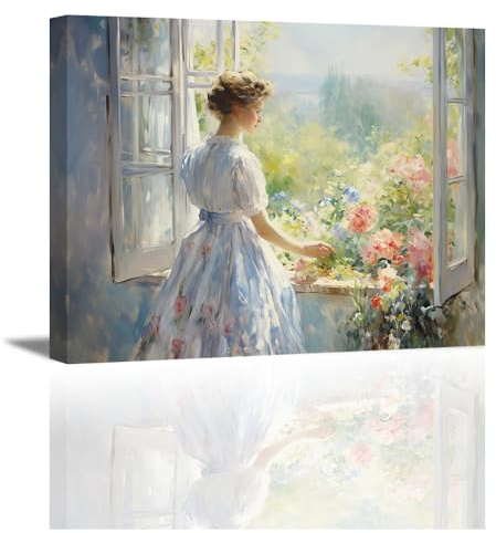 PIY PAINTING Stampa su tela Ragazza elegante olio su tela - Quadri Moderni - Quadri su tela - Quadri Fiori in fiore 40x30cm - Decorazione Murale per Ufficio Sala yoga, Regalo, Cornice Interna