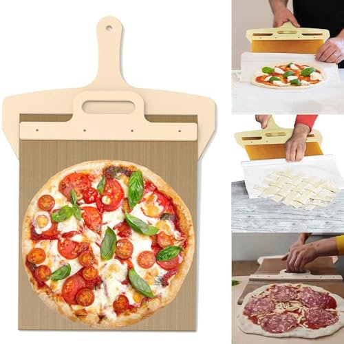 TAIHE 12 Zoll Pizzaschieber, Sliding Pizza Peel mit Antihaftbeschichtung und Griff, Schiebe Pizzaschaufel für einfache Übertragung von Pizza, Kuchen, Brot, Pizza Zubehör (55 * 30)