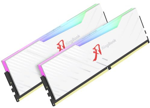 KingBank RGB Desktop Computer Memory Ram DDR4 16GB(2x8GB) 3200MHz 1.35V CL16 XMP2.0 Overclocking with Heatsink for Desktop Computer Gaming/Office/PS