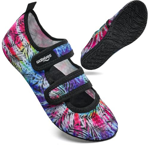 WateLves Badeschuhe Wasserschuhe Herren Damen Schwimmschuhe Strandschuhe Aquaschuhe Schnell Trocknend Breathable Surfschuhe Beach Pool Unisex(Bunte Blätter 40/41)