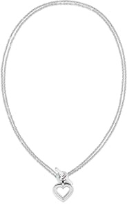 Tommy Hilfiger Jewelry Collar de Doble Cadena para Mujer en Acero Inoxidable con un Colgante en Forma de Corazón - 2780967, NECKLACE, Silver