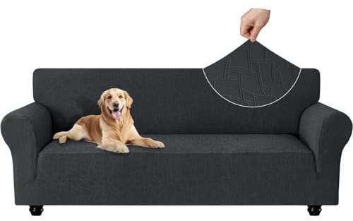 Ystyle Sofföverdrag För 4 Sits, Stretchigt Soffskydd Med Armstöd, Universellt Sofa Covers, Fläcksäkert Skyddsöverdrag, Halkfritt Överdrag Soffa, Couch Cover Maskintvättbart, Mörkgrå