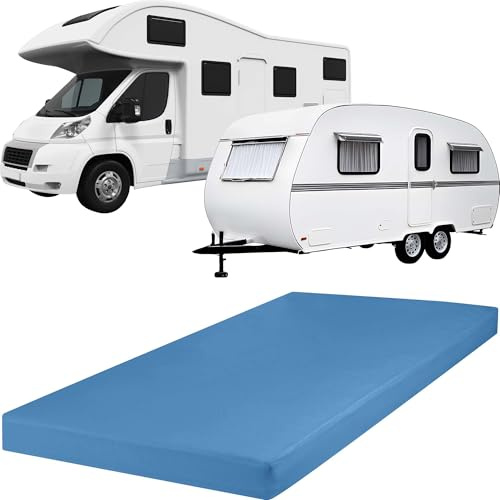 REDBEST Spannbettlaken Pittsburgh für Wohnwagen, Wohnmobil und Boot Single-Jersey blau Größe 140x200 cm - 160x200 cm