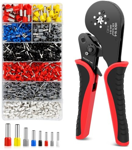 QOUBNIC Pince à Sertir 0.08-16mm², Pince à Sertir Set D'embouts de Câble avec Cosse Electrique 1800pcs, Pinces à Sertir les Cosses de Fils pour Électriciens