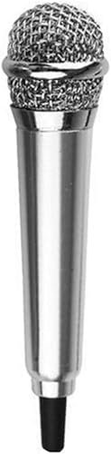 Bwexxt Silver Mini Singing Mic Equipment 3.5mm Condenser Microphone Phone Karaoke Mic with Stand Singing Mini Handheld Microphone for Mobile Phone Laptop Notebook Handheld Wireless Microphones