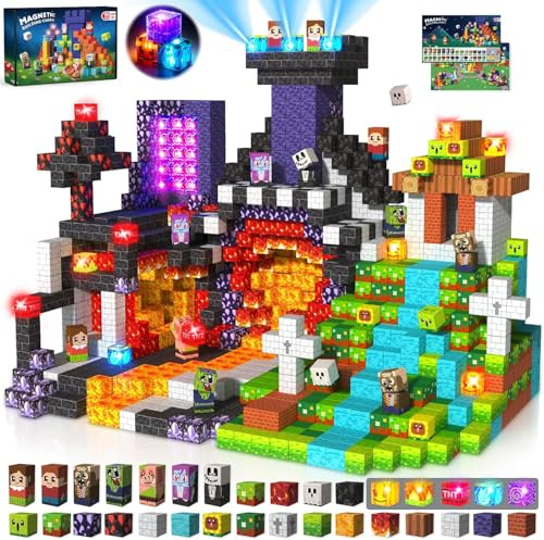 Annexfun Cube Magnétique 150 Pièces - Aventure de Maison Hantée avec Vampires, Zombies & Fantômes - Blocs de Construction Magnétiques pour Enfants dès 6 Ans | Amusement Halloween