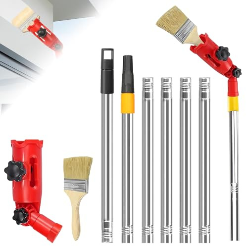mizikuu 1.7m Estensore per Pennelli da Pittura, Multi Angolo Asta Telescopica Flessibile con Pennelli per Soffitto Scale Angoli Tetti Porte e Finestre Rullo di Vernice