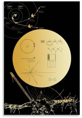 Voyager 1 Golden Record Space Poster Office Room Decor Cosmic Starry Sky Wall Art Posters for Wall Decoration 12x18inch(30x45cm)
