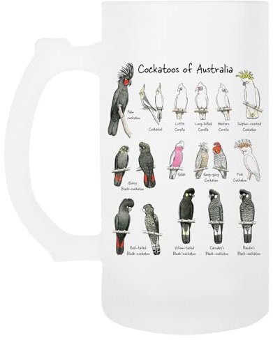 Oldrytee Cacatua Dell'australia Boccale Trasparente Con Manico In Vetro Per Birra