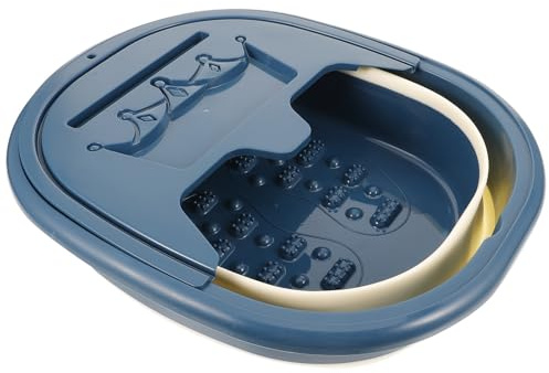 DIYEAH Bassine Pliable pour Spa des Pieds Grosse Taille Bleue Couvercle pour Bain de Pieds Maison Relaxation Massage Accupression Bien-