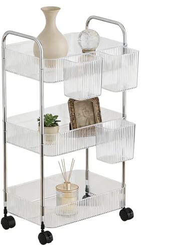 Rullvagn - blöjvagn, Rolley vagn | Transparent akryl förvaringsorganisatör rullande verktyg med rullhandtag hängande korgar förvaringsställ Mobi