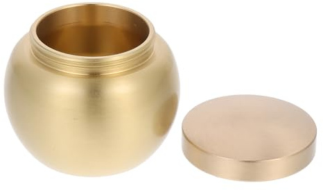 Artibetter Urna de Cenizas de Cobre Mini, Caja Cineraria Metálica Sellada Tapa Segura, Pequeña Urna Redonda para Almacenamiento de Cenizas Humanas o Mascotas, Diseño Compacto para Uso