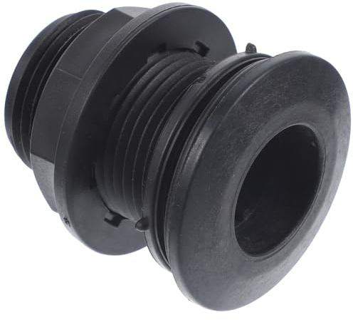 EXAOMBLE Conector de Mamparo Roscado de 1 Pulgada, Accesorio de Pvc Negro para Tanques de Agua y Acuarios, Montaje Fácil