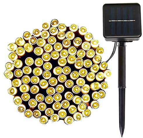 Lamker Guirnaldas Luminosas Solares Blanco Cálido 20M 200LED Exterior Impermeable Cadena de Luz 8 Modos Luces de Hadas para Casa Fiestas Boda Jardín Balcón Patio Guirnalda Iluminación Decorativa