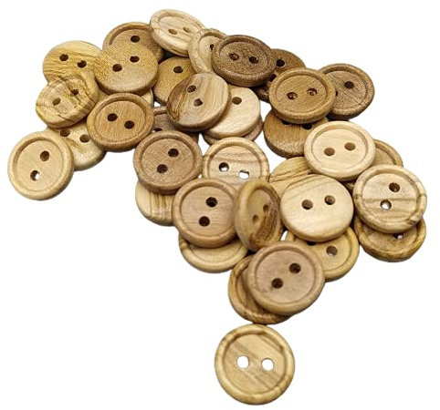 BOTIBOTON - Botones de Madera de Olivo - 2 agujeros - Pequeños para bebe, camisa y grandes para abrigo - Decorativos para costura - Fabricado y enviado desde ESPAÑA - (12 mm)