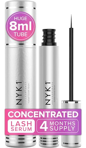 NYK1 CONCENTRATED Lash Serum For Eyelash Growth (XL - 8ml) LashForce Eyelash Serum To Grow Lashes Longer And Thicker - Eye Lash Enhancing Formula With Easy Application And Long Lasting Results